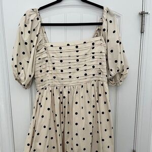 Abercrombie Emerson Dress - Creamy White Black Polka Dot Dress - Size L